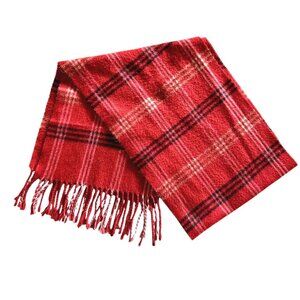 Vintage Red Tartan Plaid Wool Scarf 56inx10in Classic Scottish Style Winter Wrap